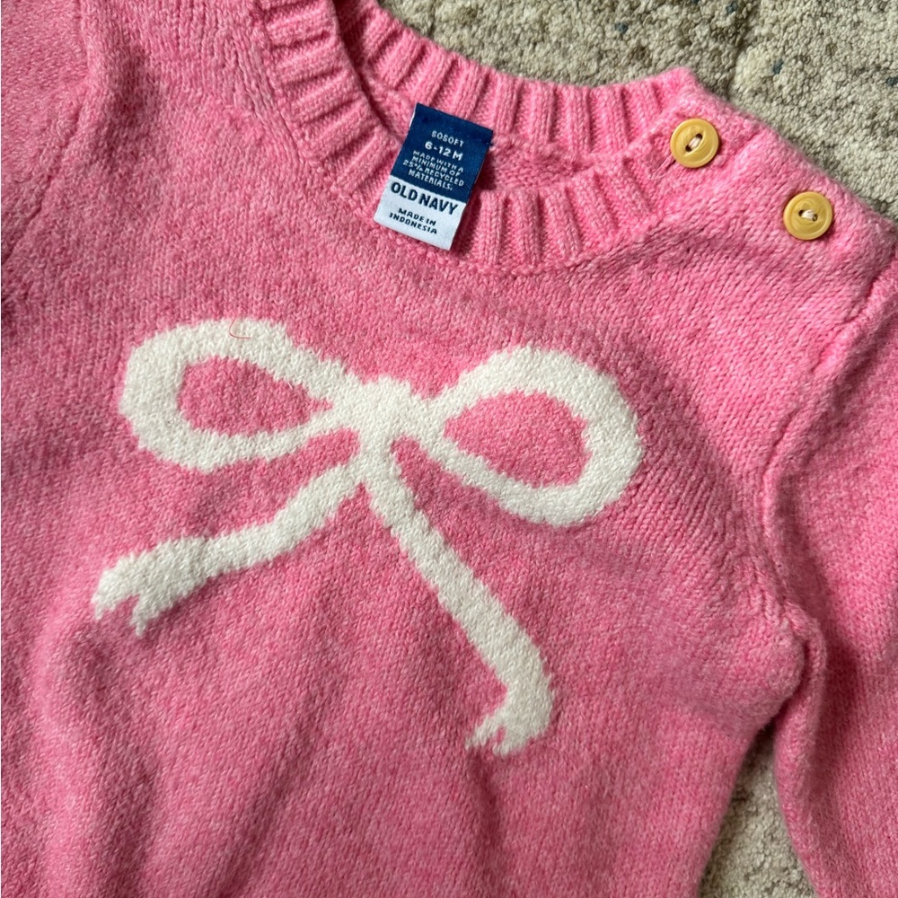 Pink Knit Bow Sweater and Pants Set NWOT - Picture 2 of 3